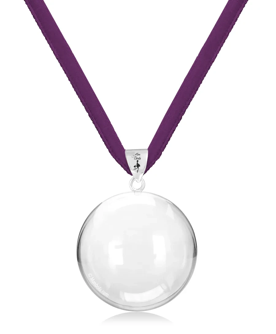 Cordon velours, bola de grossesse, cassis, argent