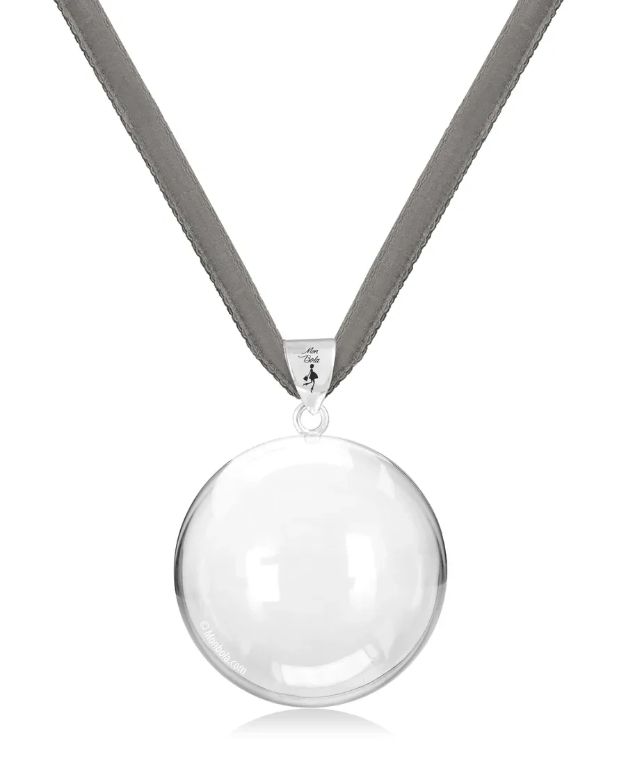 Cordon velours, bola de grossesse, gris, argent
