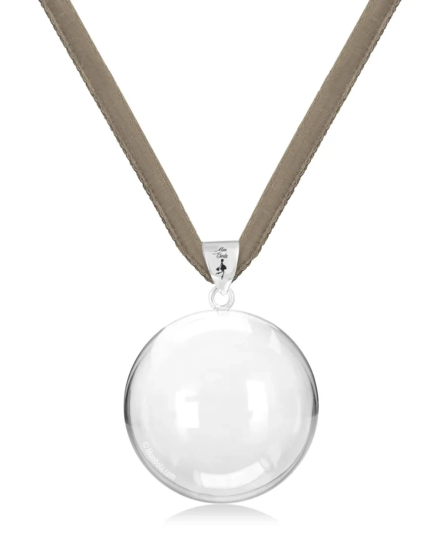 Cordon velours, bola de grossesse, taupe, argent