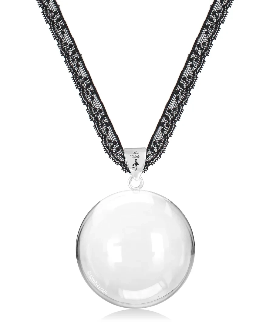 Dentelle noir (fine), bola de grossesse, argent