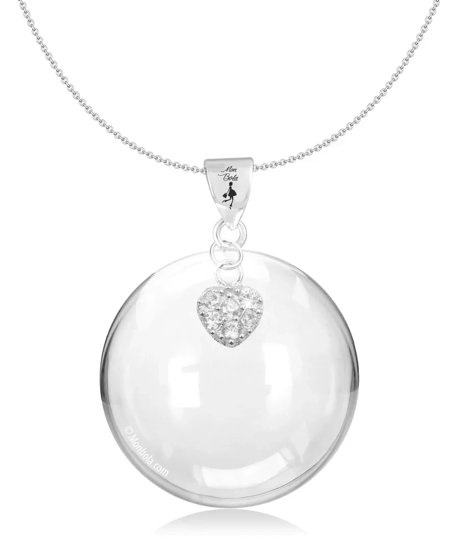Petit coeur / Zirconium, bola de grossesse, argent