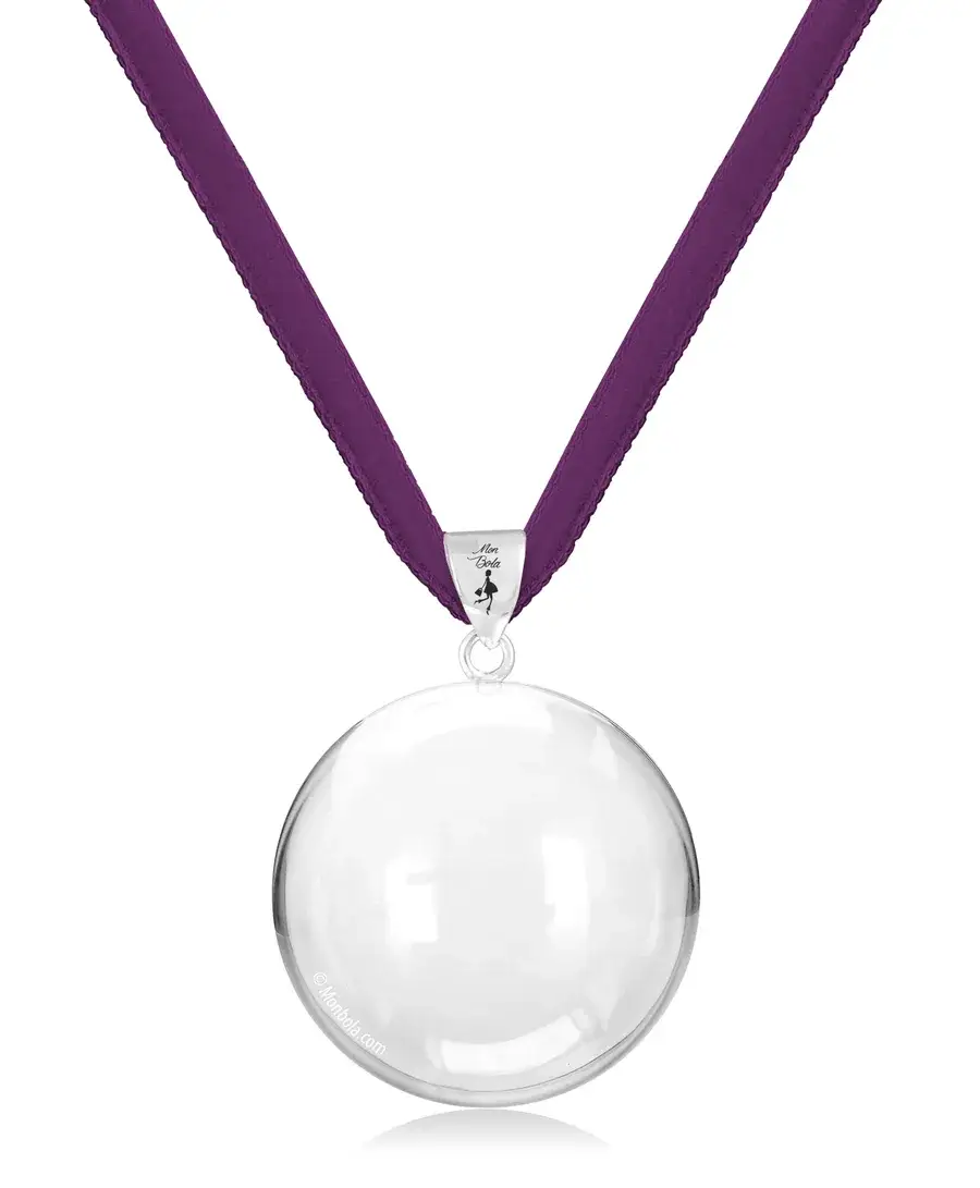 Cordon velours, bola de grossesse, cassis, argent