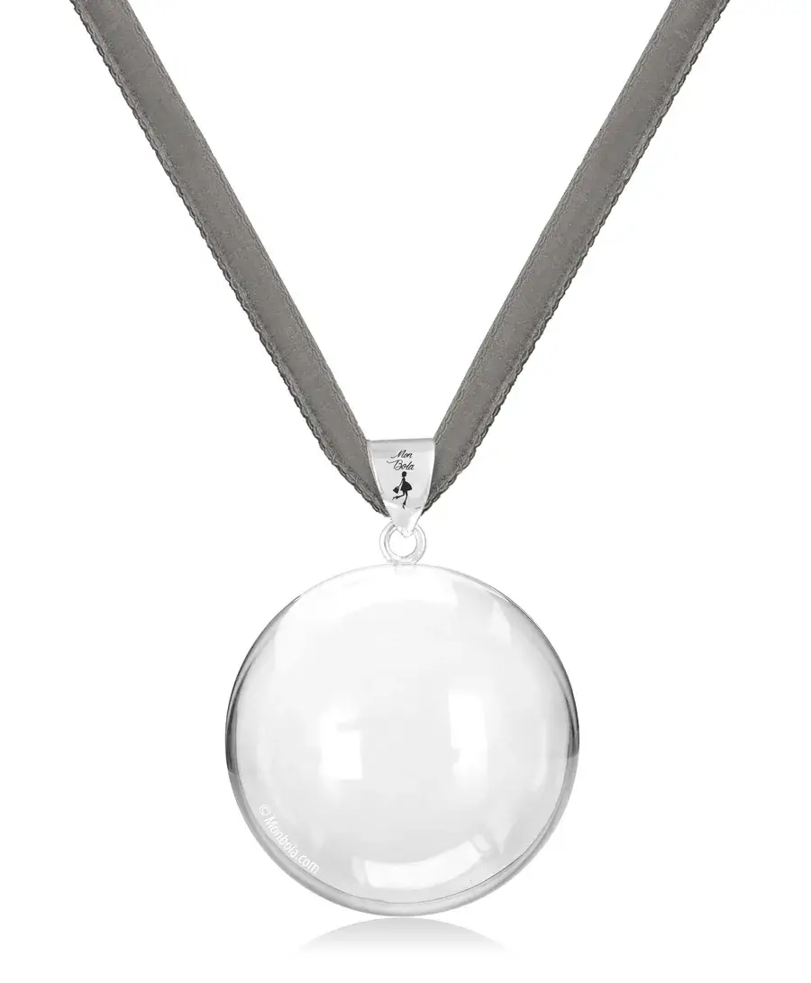 Cordon velours, bola de grossesse, gris, argent