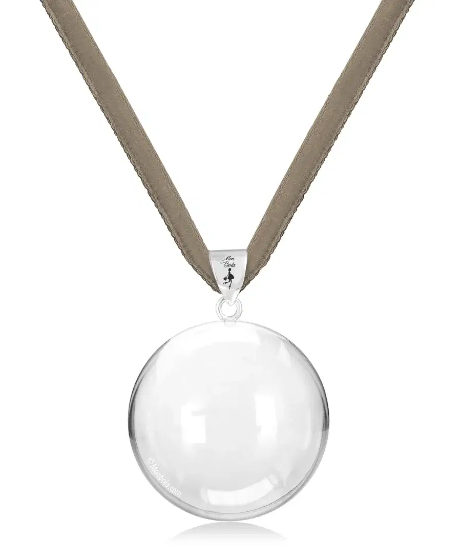 Cordon velours, bola de grossesse, taupe, argent