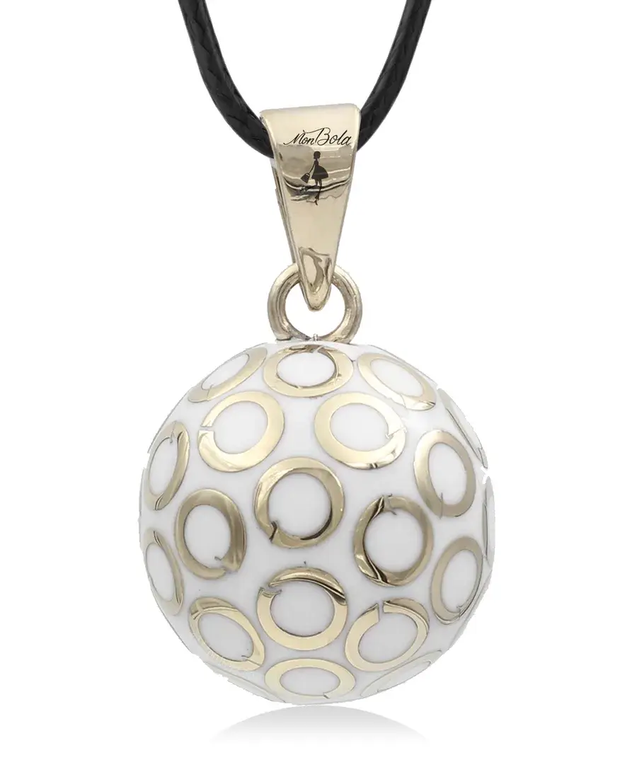 Blanc / Petits cercles argentés, bola de grossesse